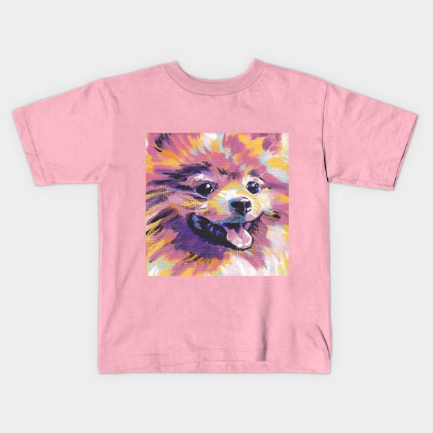 Pomeranian Dog Bright colorful pop dog art Kids T-Shirt by bentnotbroken11